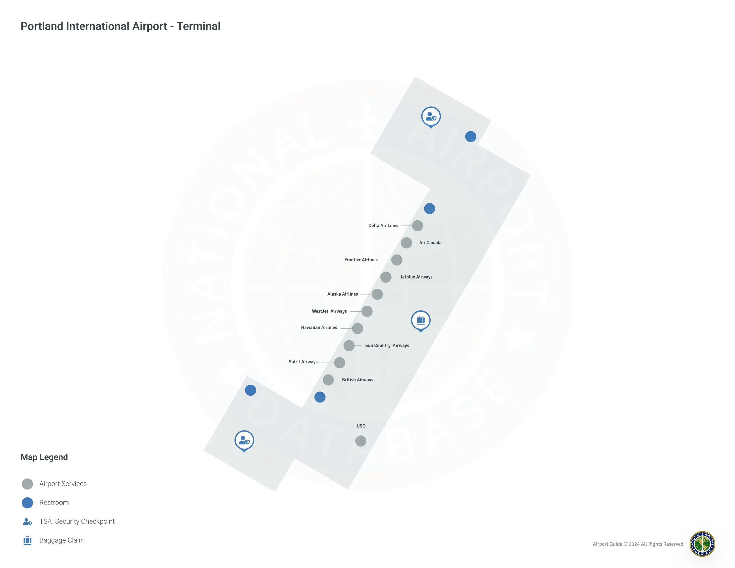 Portland Airport PDX | Terminal 1/Level 1 Map