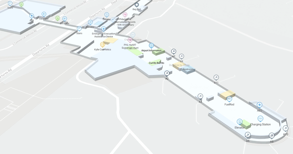 Philadelphia International Airport Terminal A East Interactive Map