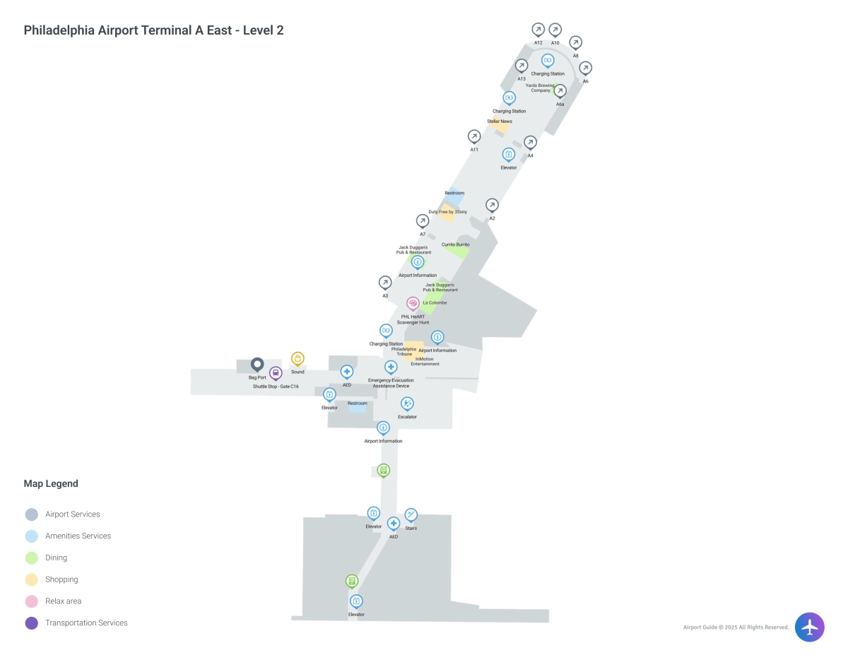 PHL Terminal A East / Level 2 Map
