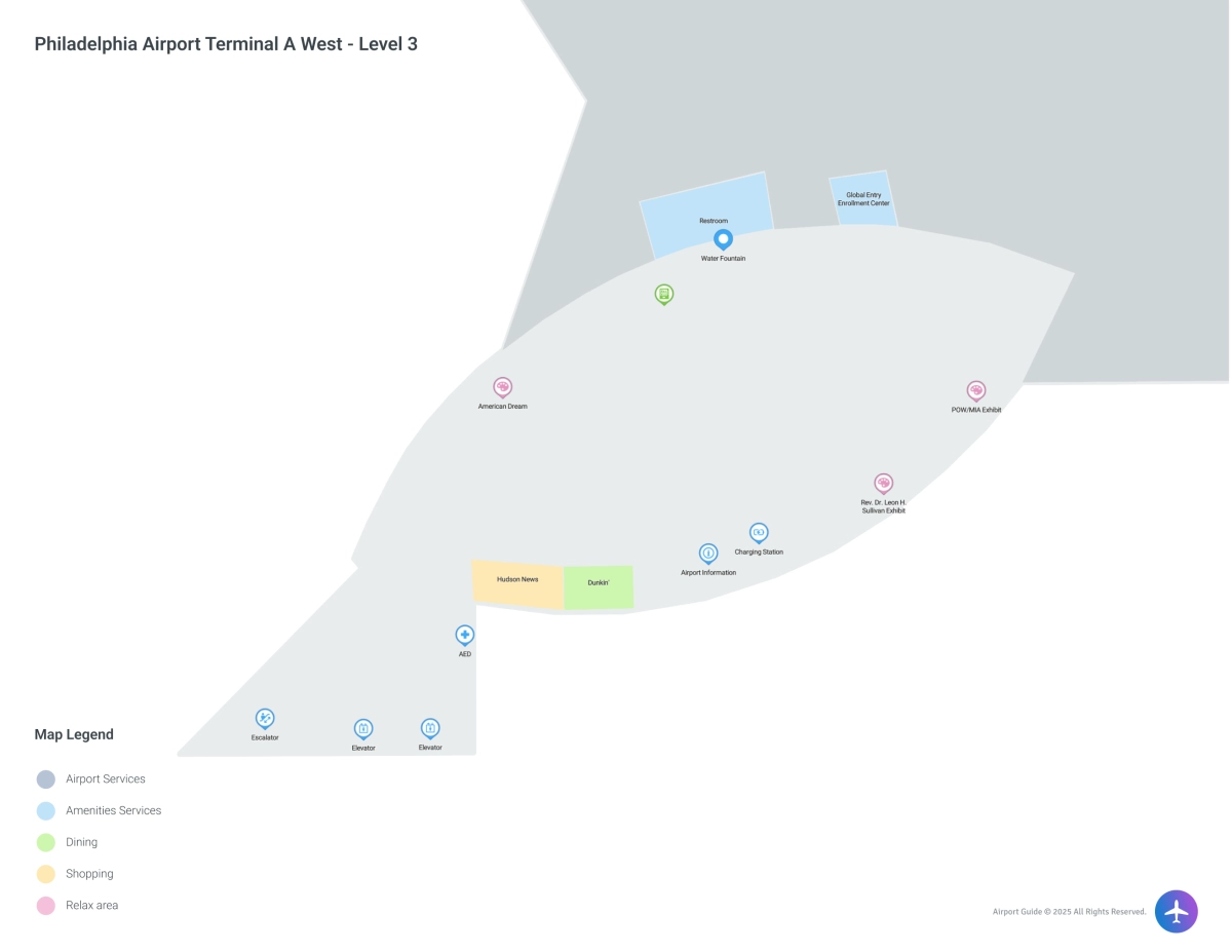 PHL Terminal A West / Level 3 Map