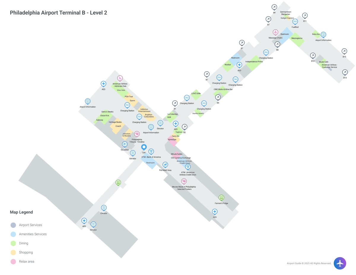 PHL Terminal B / Level 2 Map