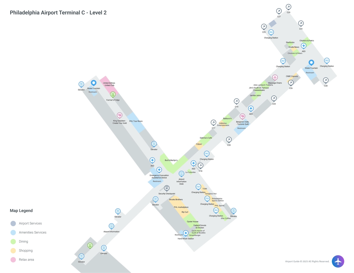 PHL Terminal C / Level 2 Map