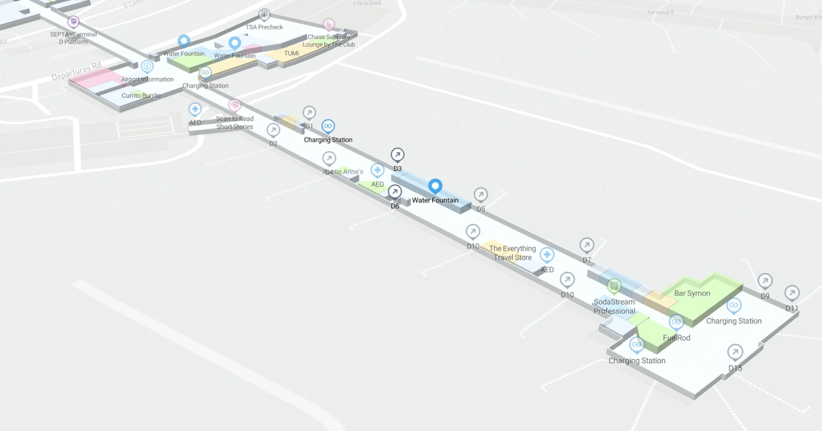 Philadelphia International Airport Terminal D Interactive Map