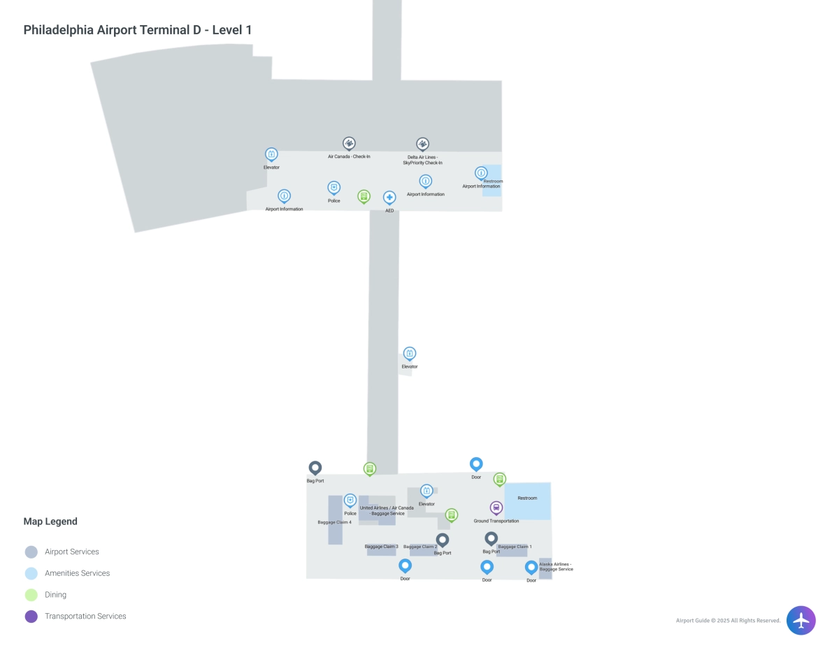 PHL Terminal D / Level 1 Map
