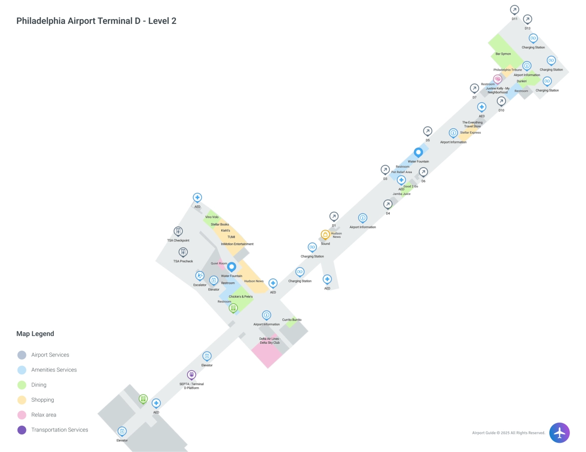 PHL Terminal D / Level 2 Map