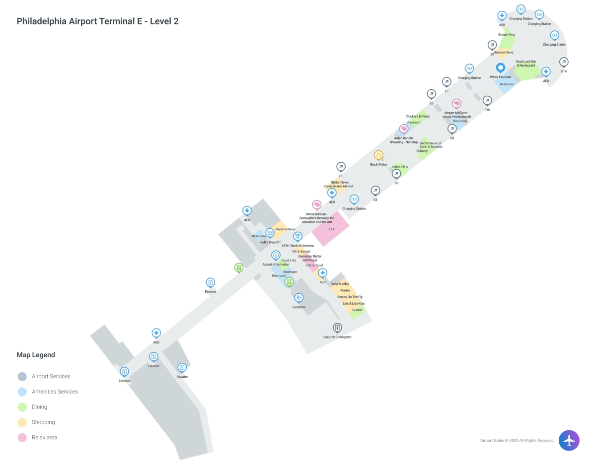 PHL Terminal E / Level 2 Map