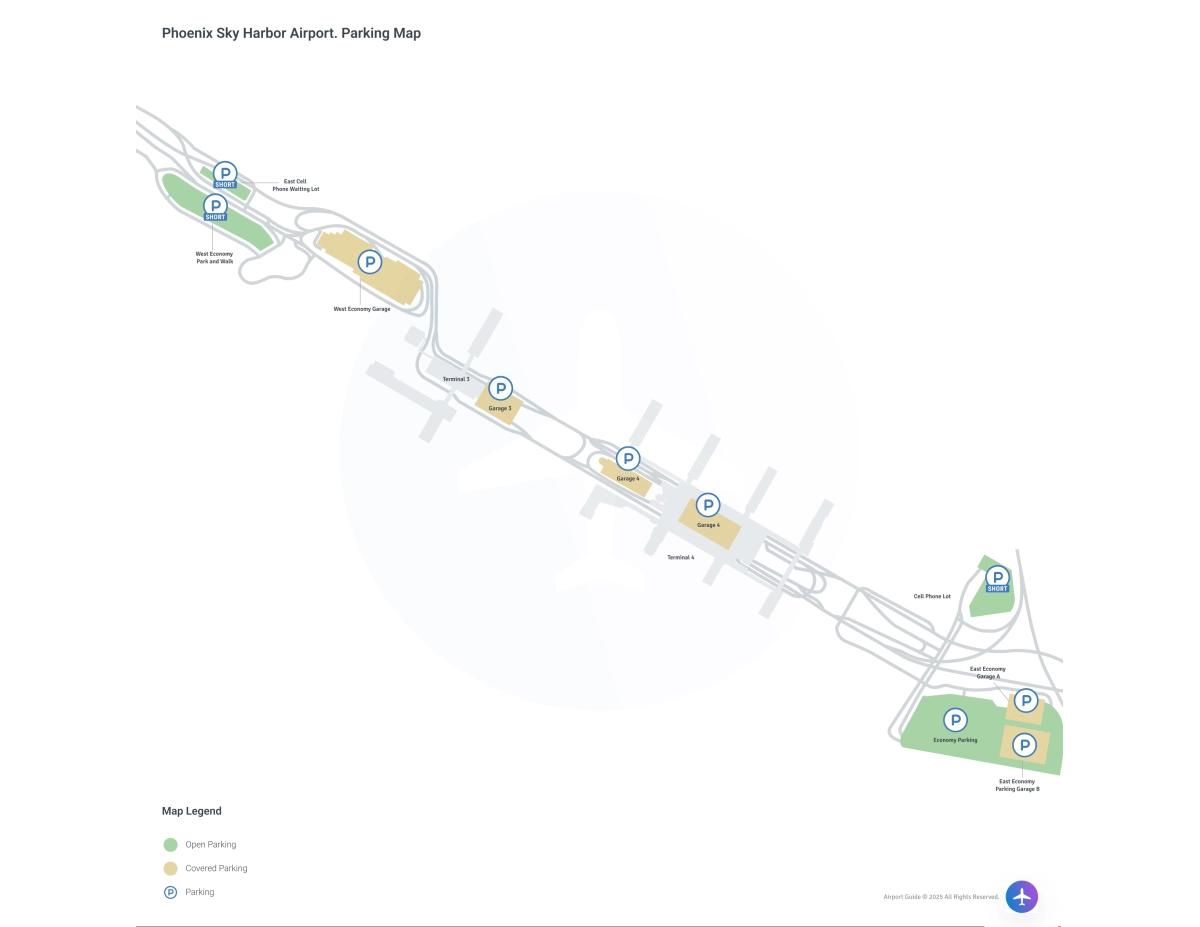 Phoenix Sky Harbor International Airport (PHX) Parking Map