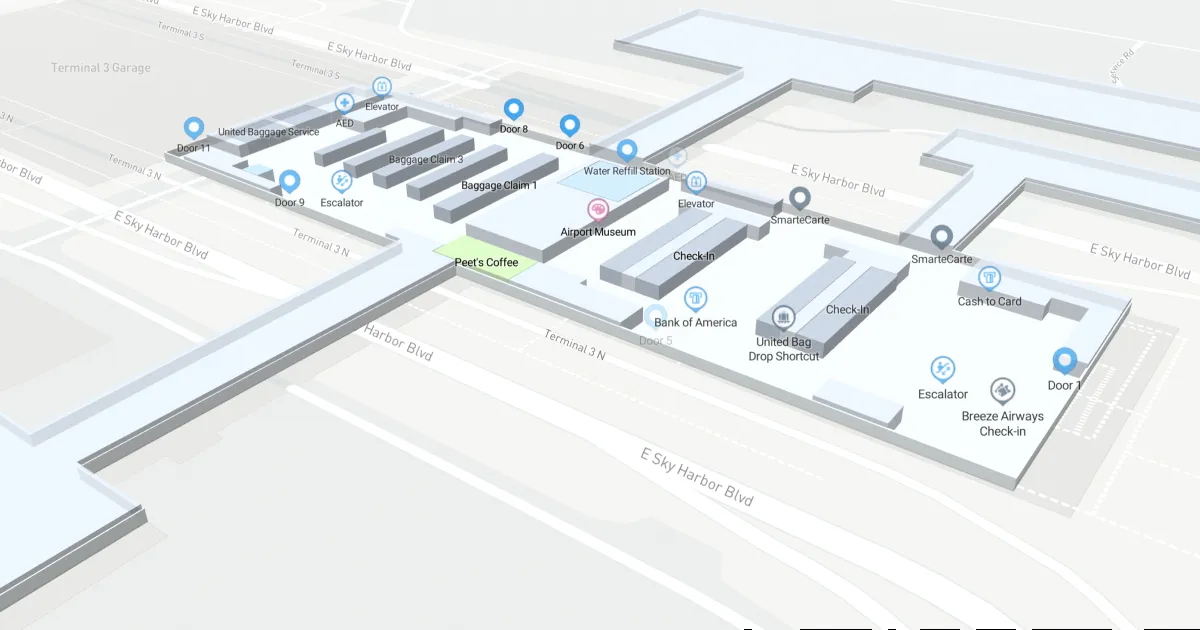 Phoenix Sky Harbor International Airport Terminal 3 Map