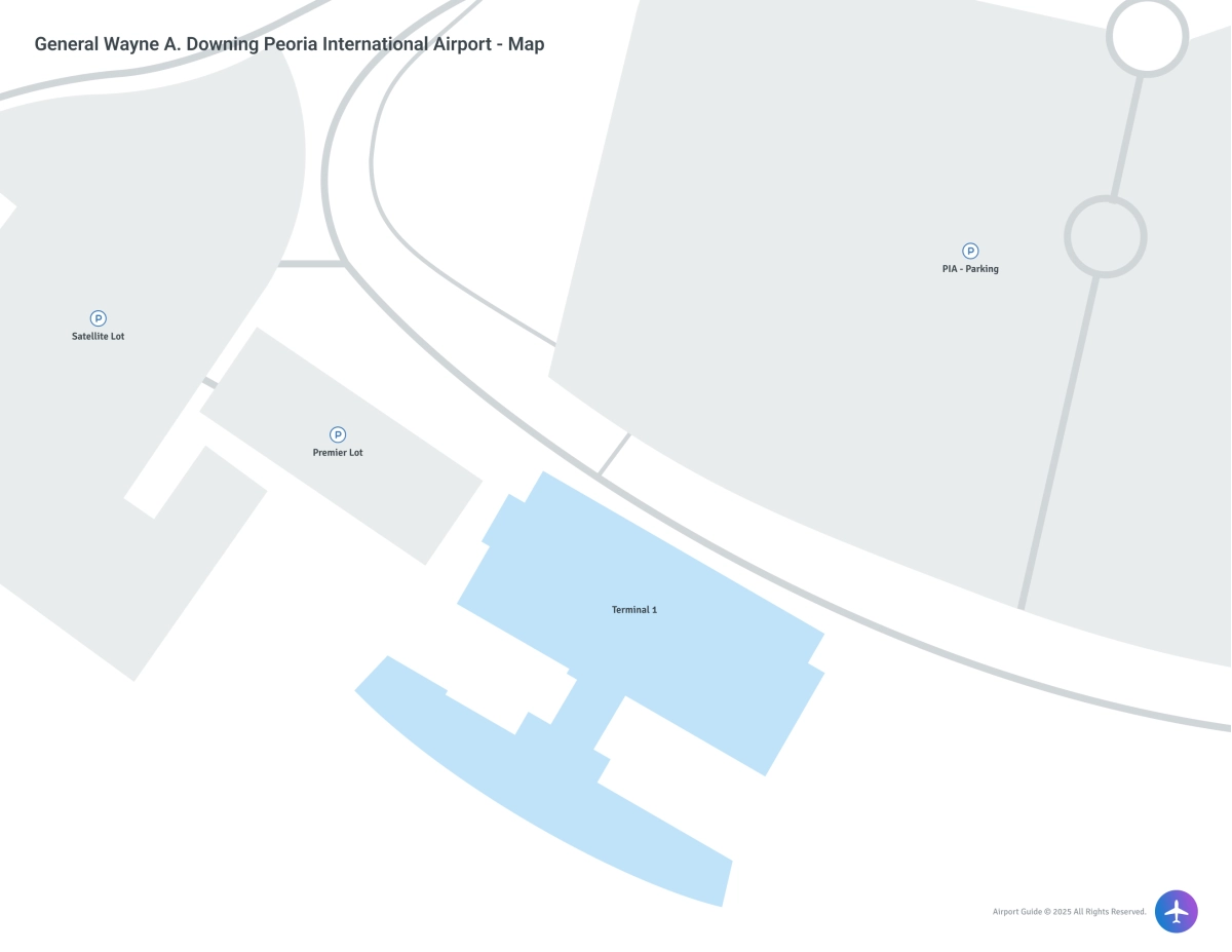 General Wayne A Downing Peoria International Airport (PIA) Map