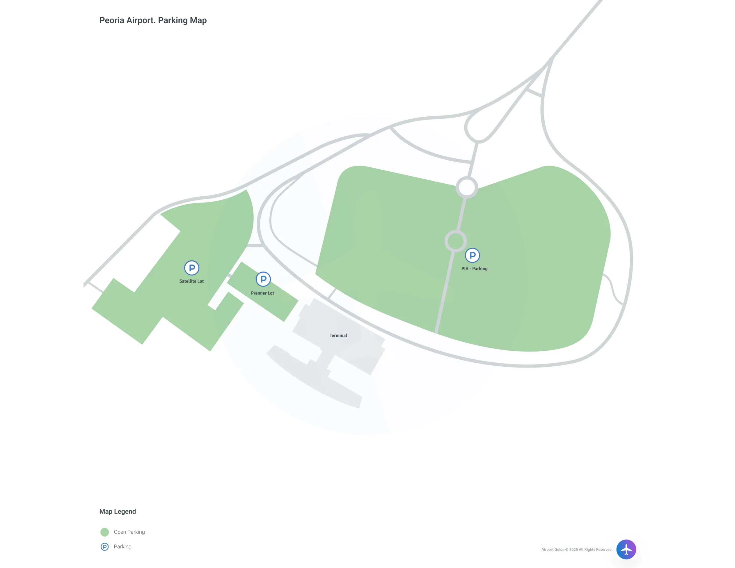 General Wayne A Downing Peoria International Airport (PIA) Parking Map