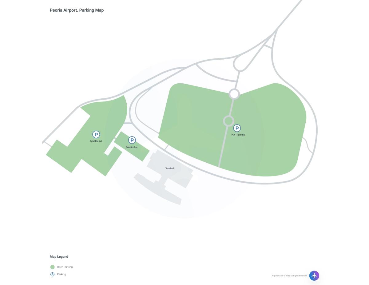 General Wayne A Downing Peoria International Airport (PIA) Parking Map