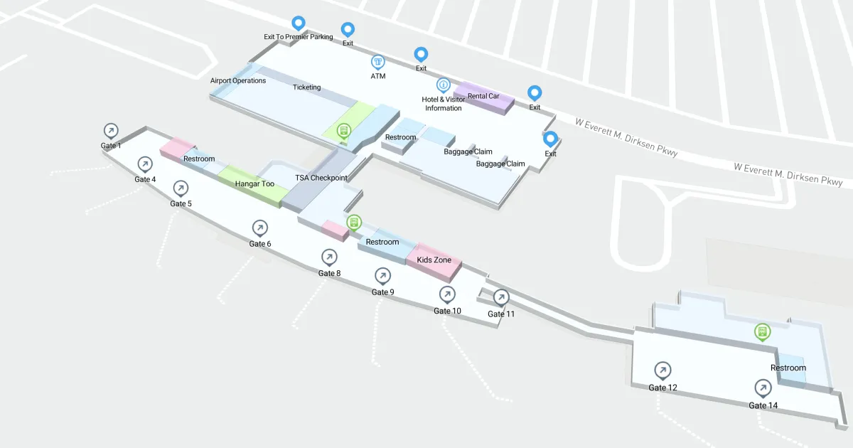 General Wayne A Downing Peoria International Airport Terminal Interactive Map
