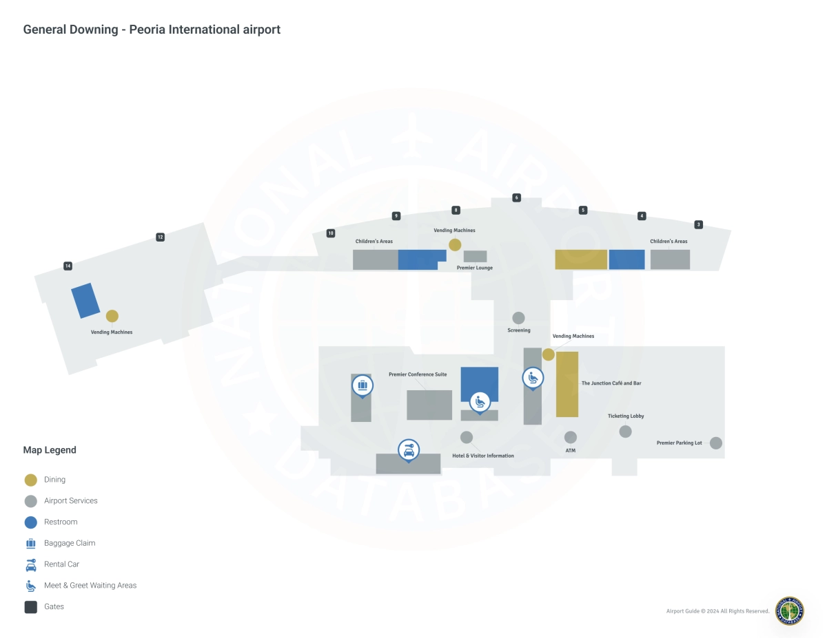 Peoria Airport PIA | Terminal 1/Level 1 Map