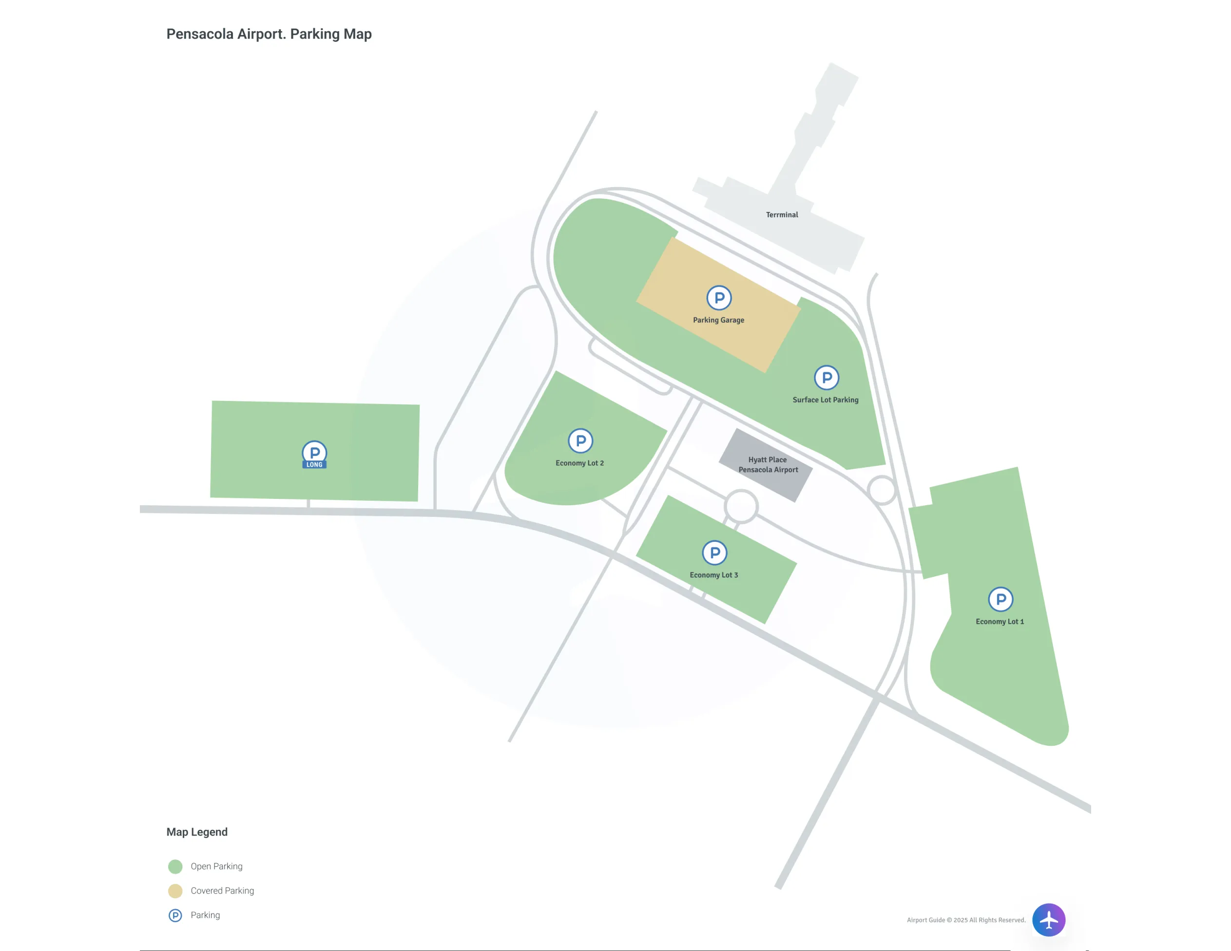 Pensacola International Airport (PNS) Parking Map