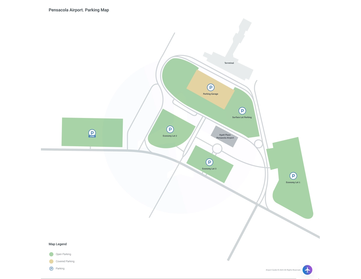 Pensacola International Airport (PNS) Parking Map
