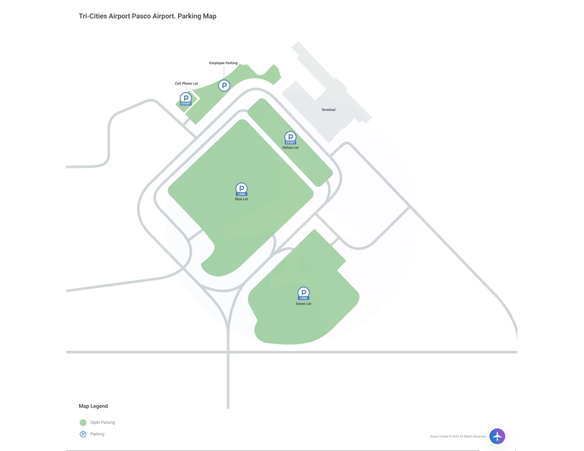 Tri-Cities Airport Washington (PSC) Parking Map