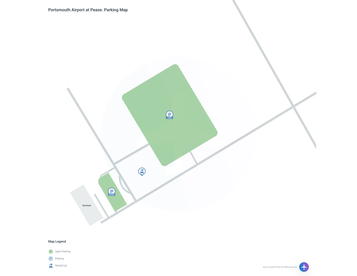 Portsmouth International  Airport at Pease (PSM) Parking Map