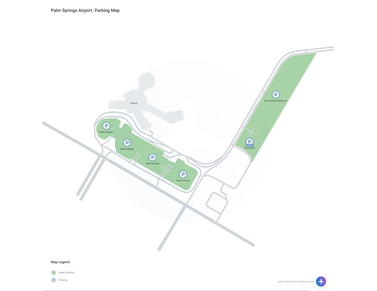 Palm Springs International Airport (PSP) Parking Map