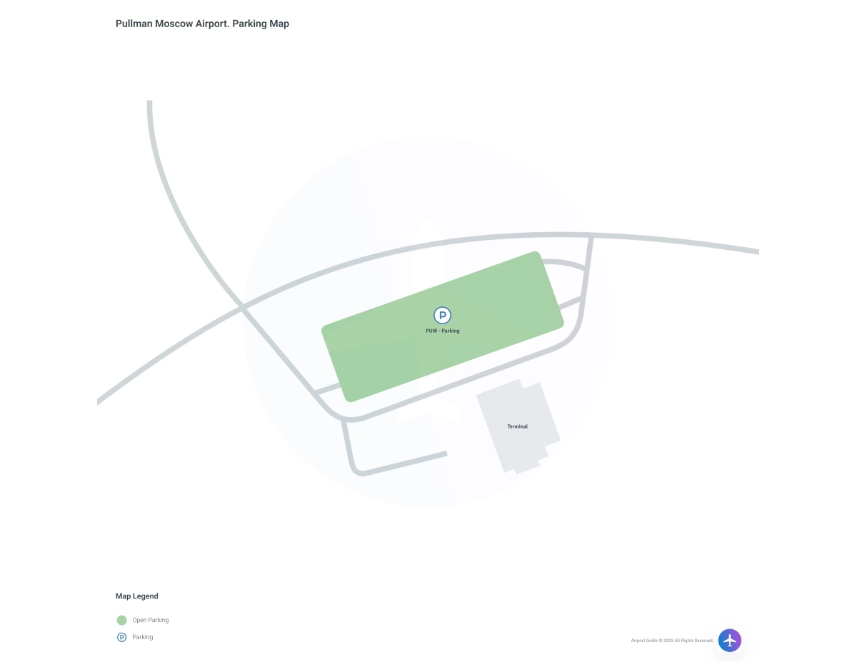 Pullman-Moscow Regional Airport (PUW) Parking Map