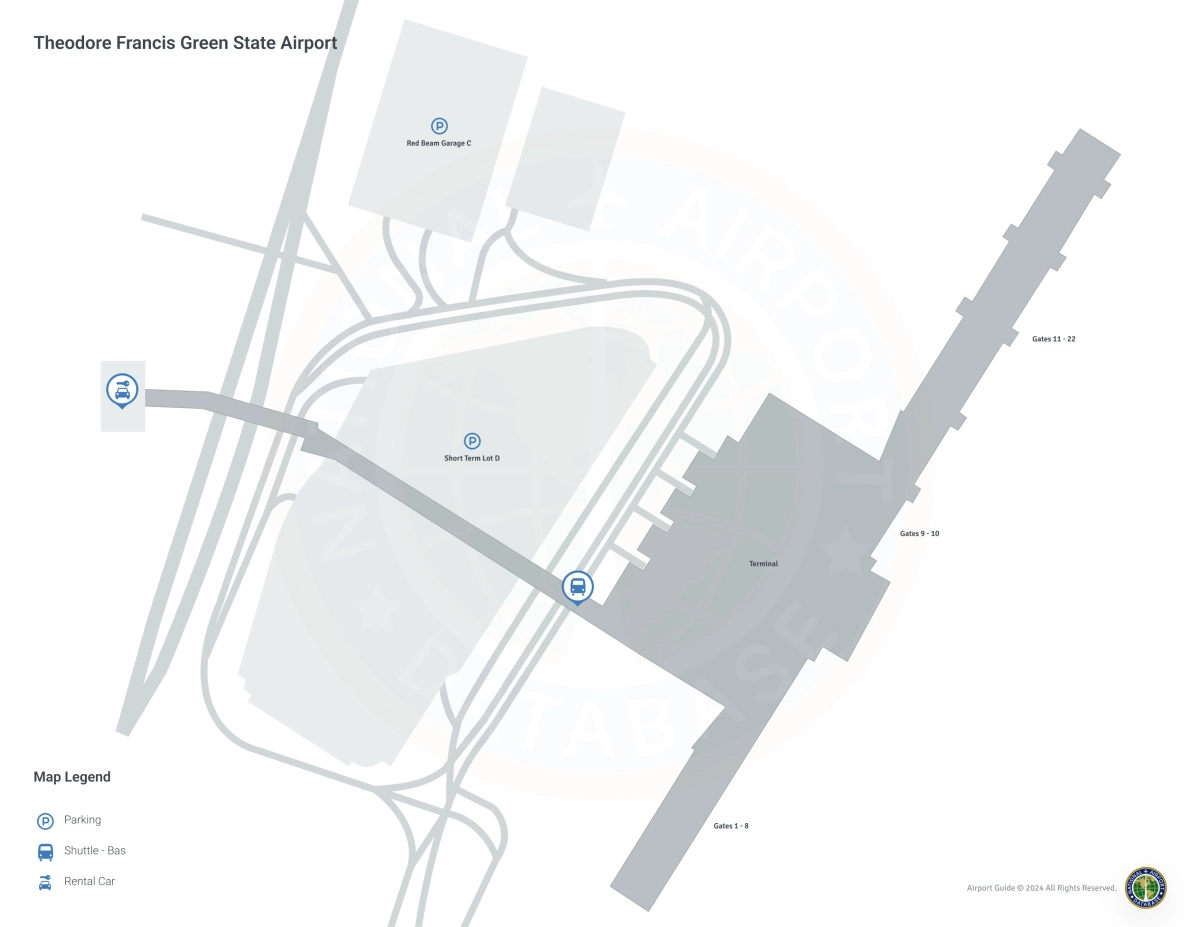 Rhode Island T F Green International Airport (PVD) Map
