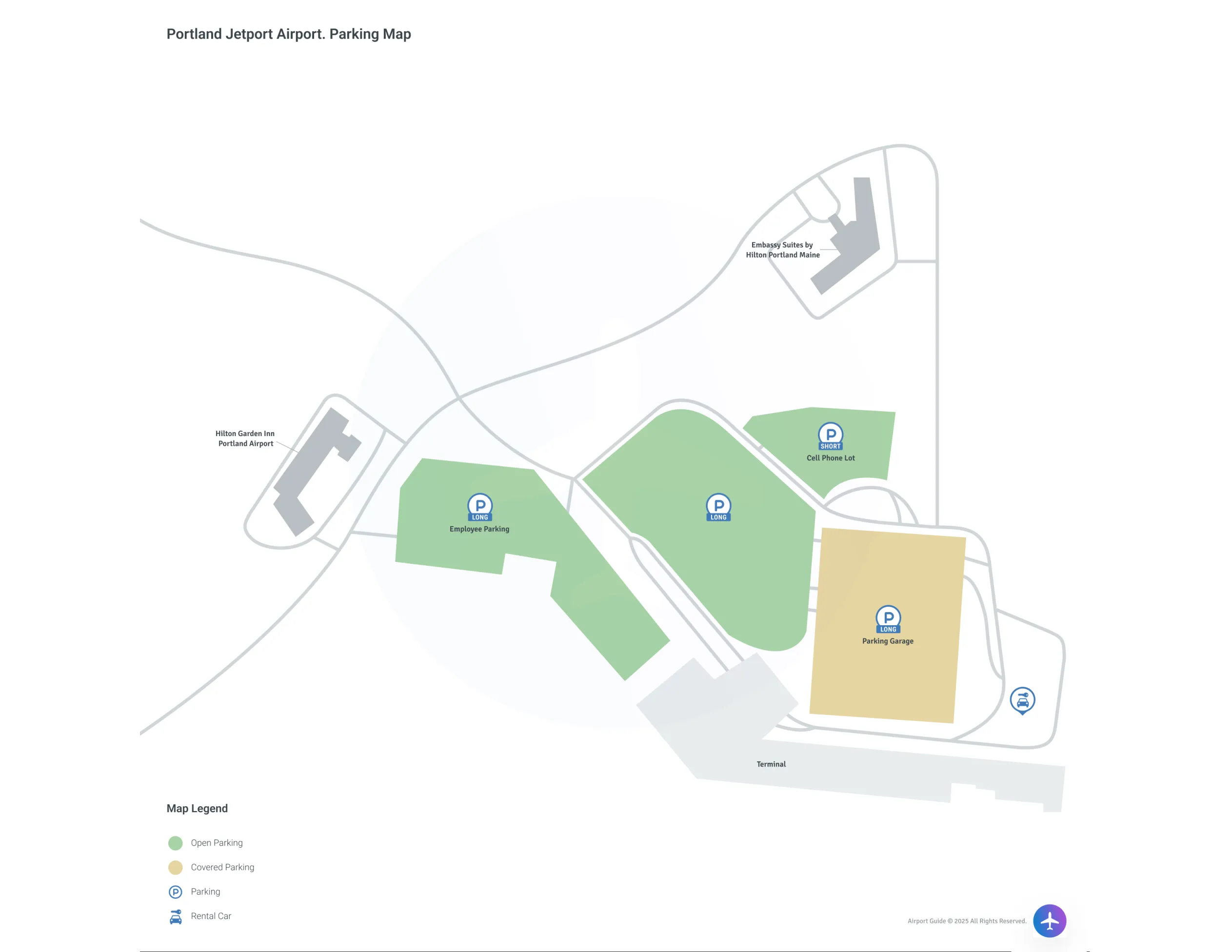 Portland International Jetport (PWM) Parking Map