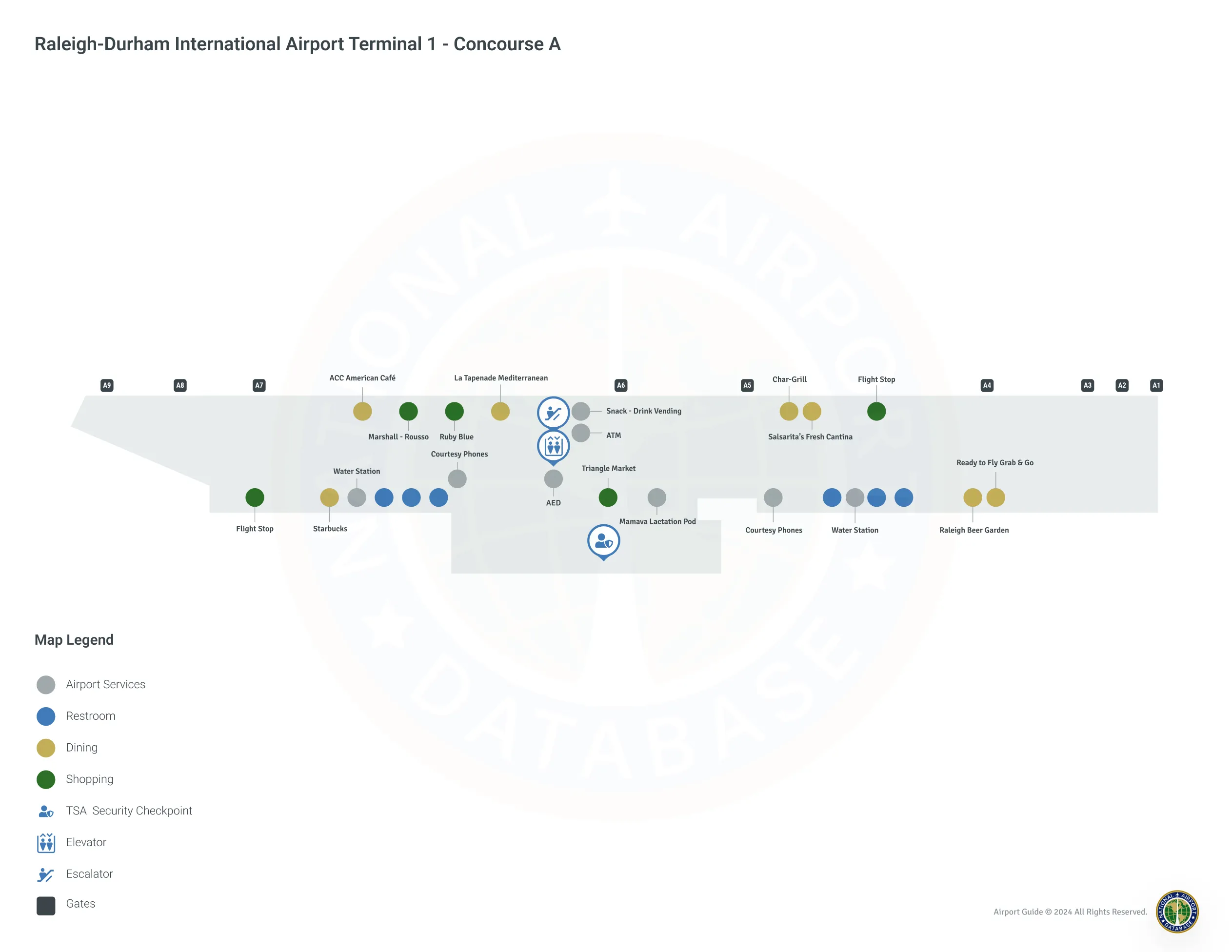 RDU Terminal 1 / Level 1 Map
