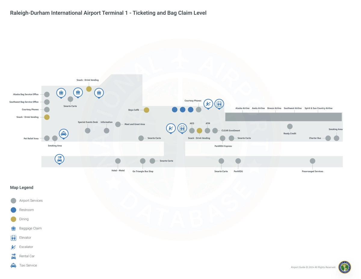RDU Terminal 1 Level 2 map