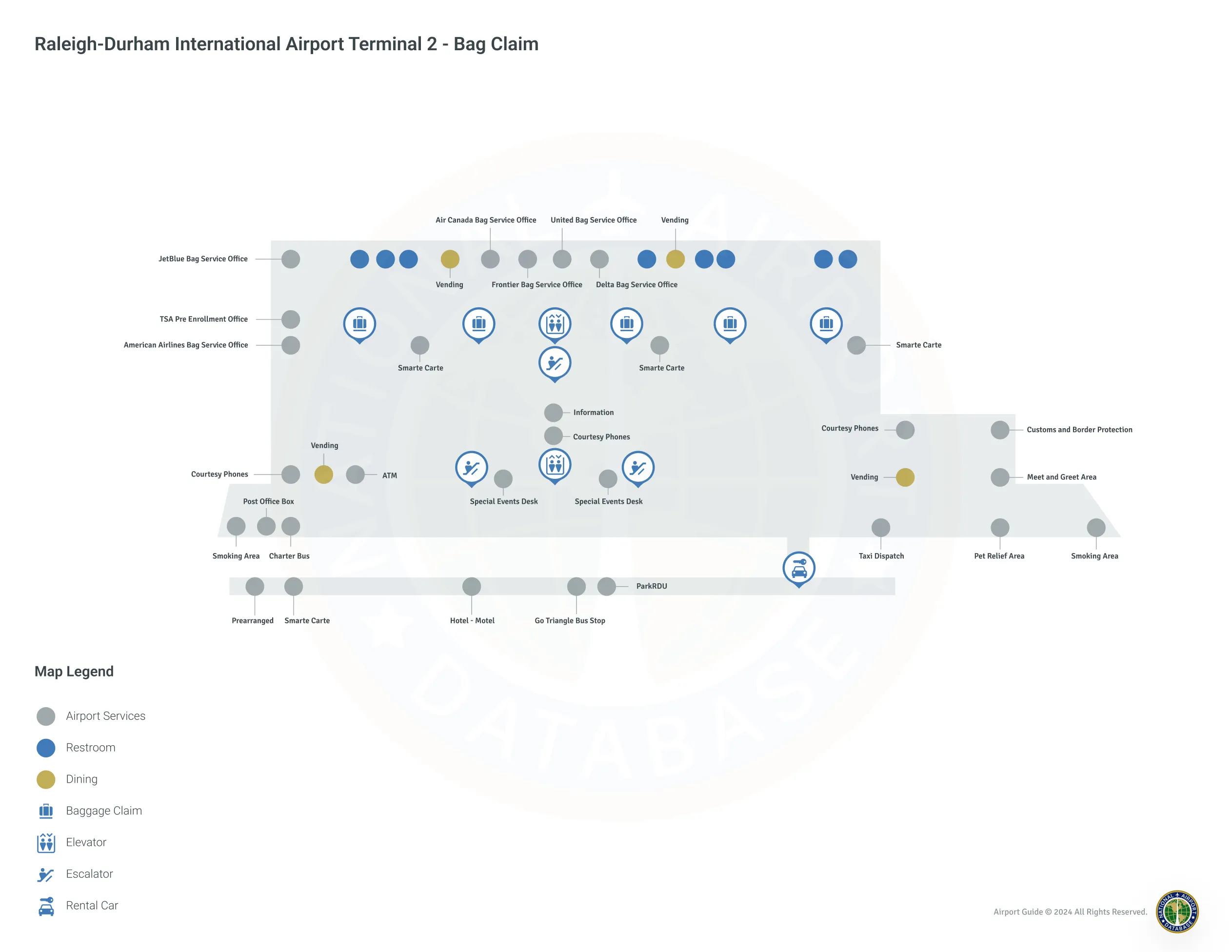Raleigh-Durham Airport RDU | Terminal 2/Level 1 Map