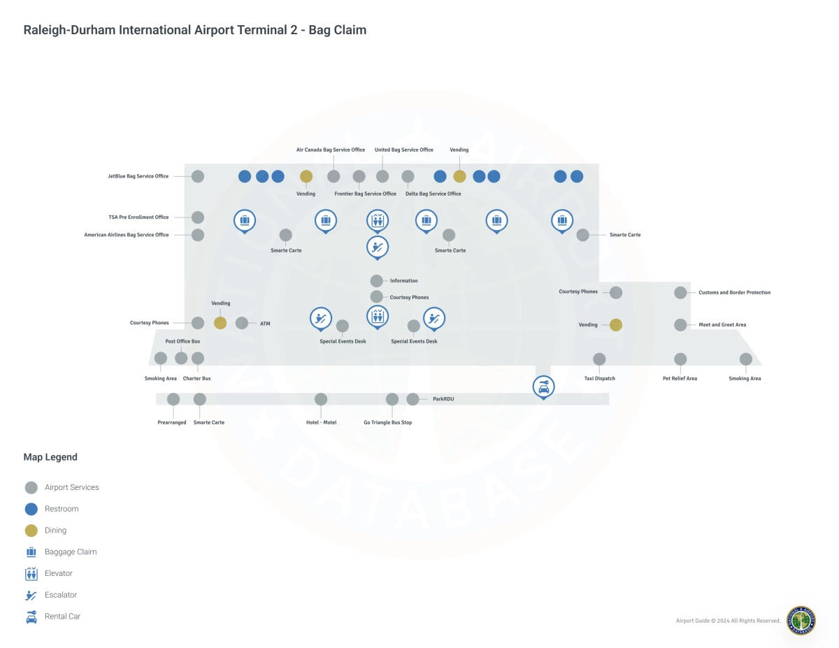 RDU Terminal 2 Level 1 map