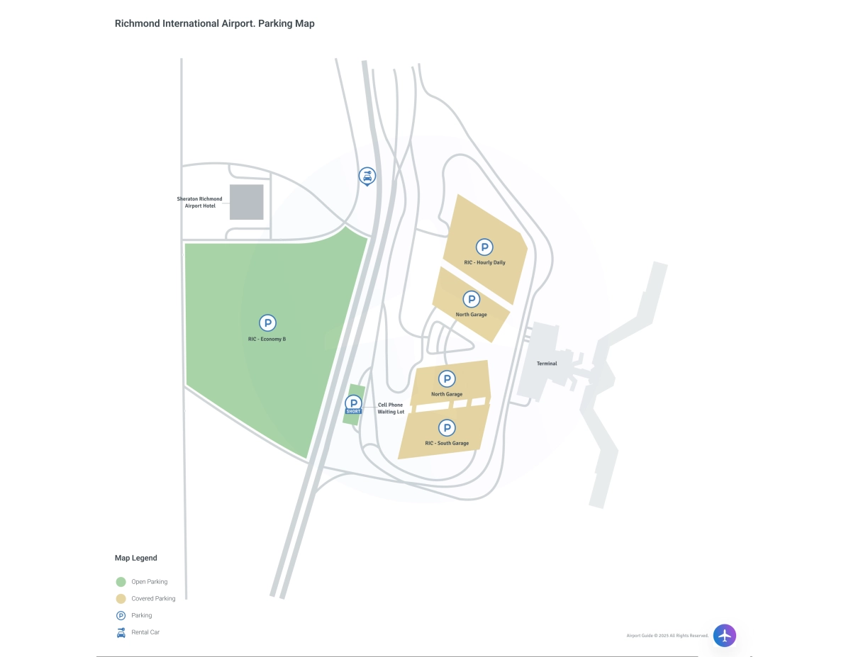 Richmond International Airport (RIC) Parking Map