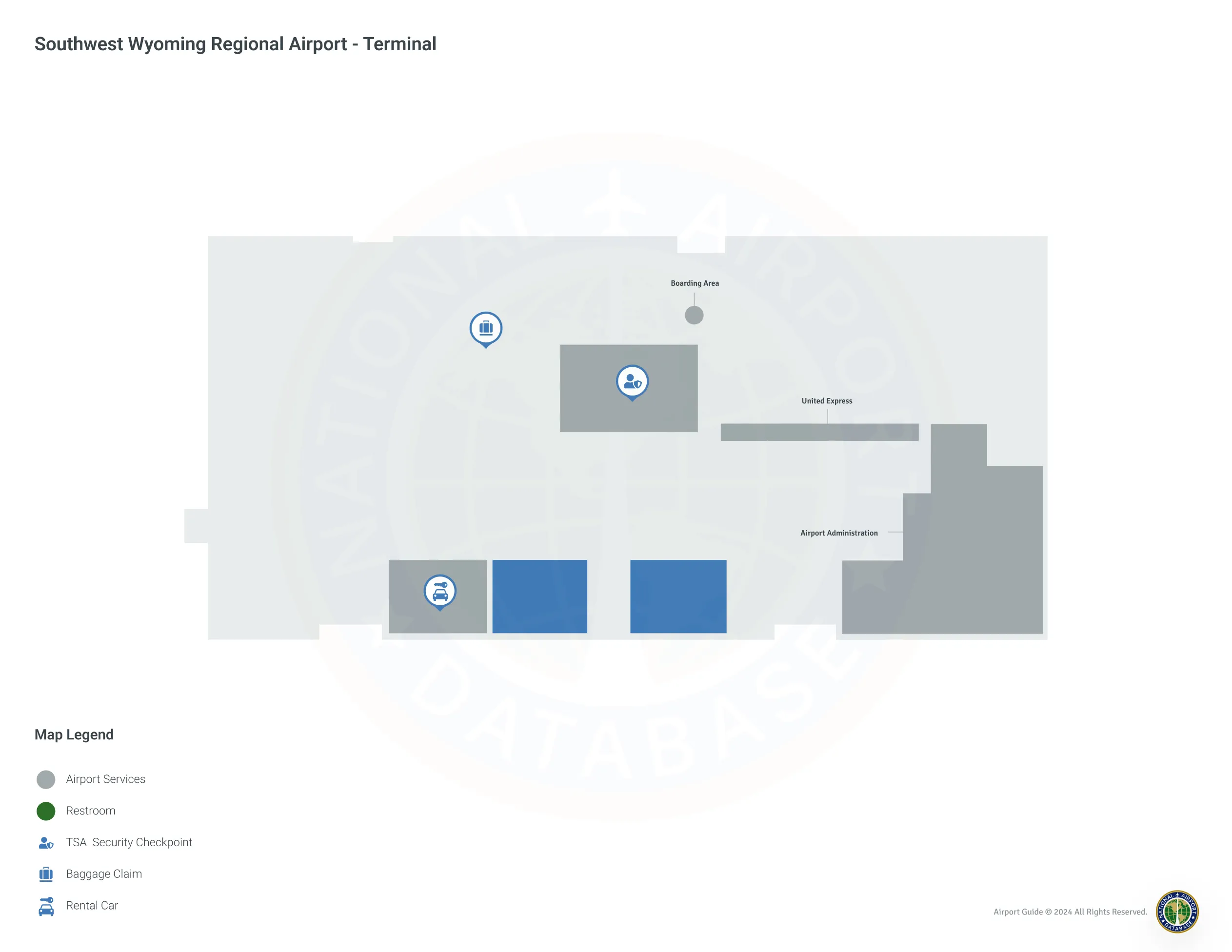 Southwest Wyoming Airport RKS | Terminal 1/Level 1 Map