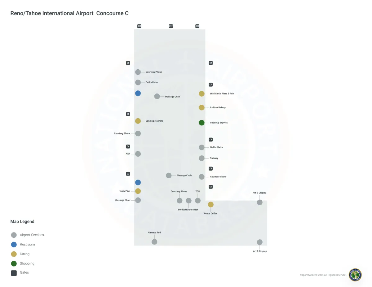 Reno Tahoe Airport RNO | Concourse C/Level 1 Map