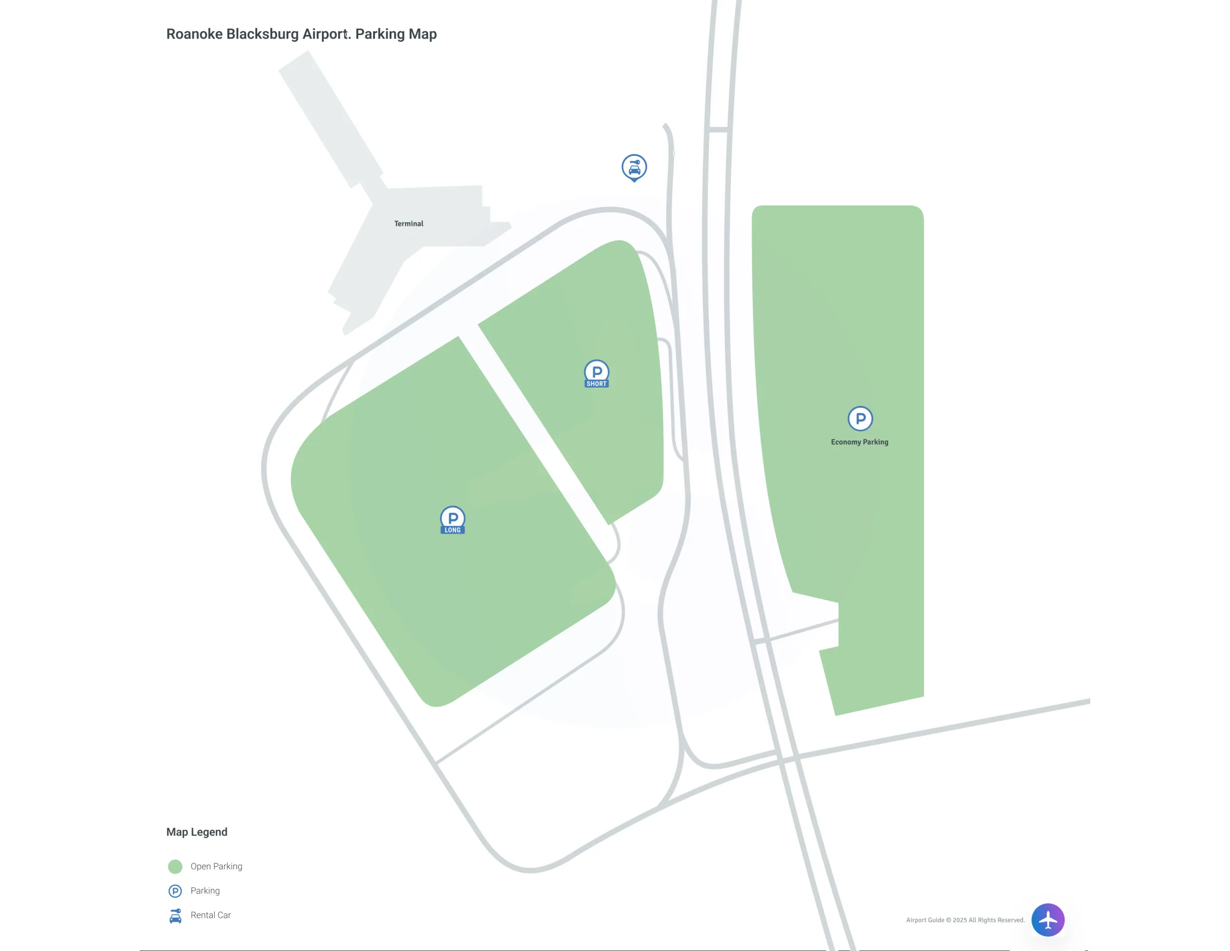 Roanoke-Blacksburg Regional Airport/Woodrum Field (ROA) Parking Map