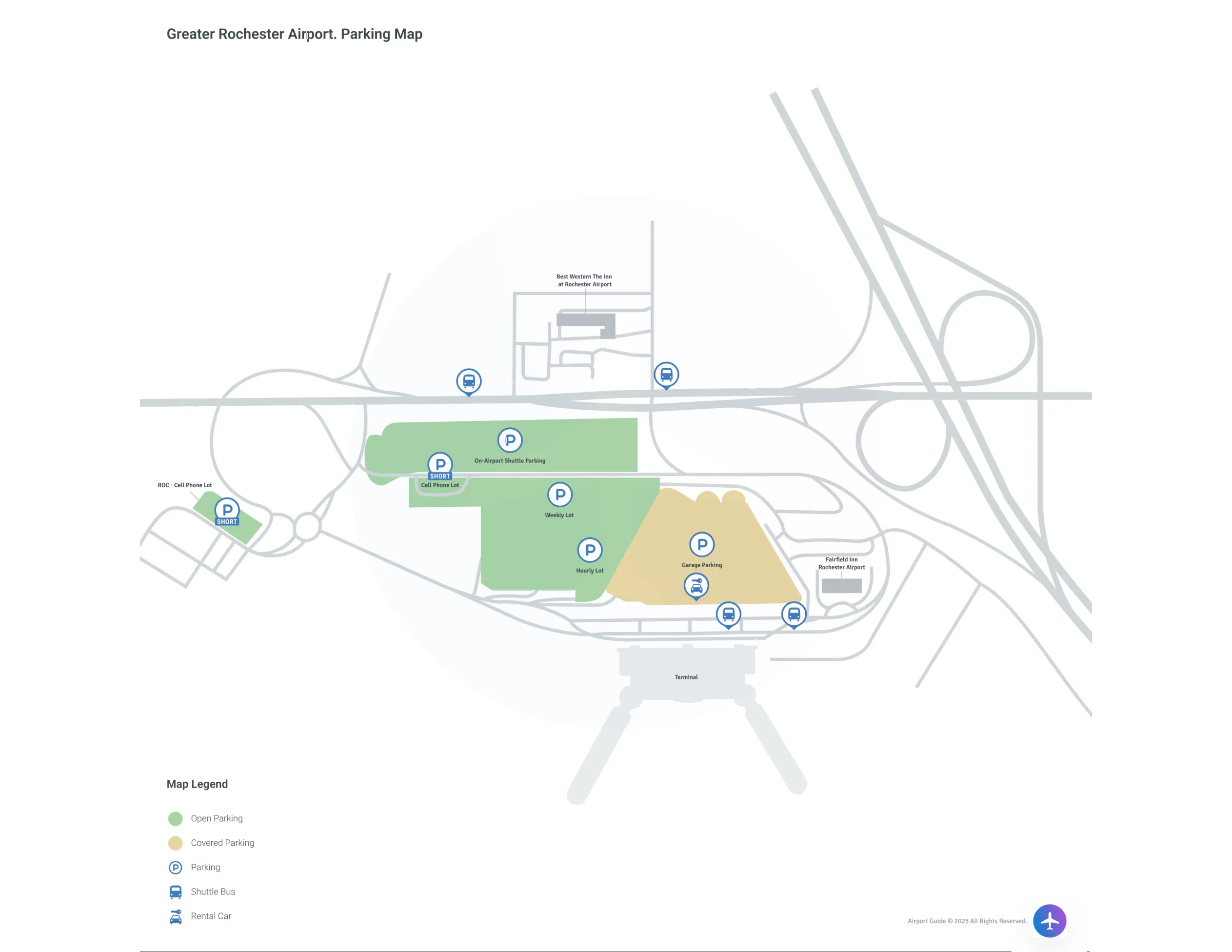 Greater Rochester International Airport (ROC) Parking Map