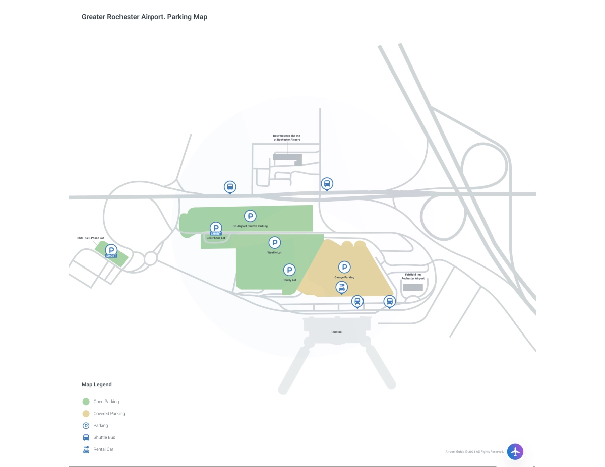 Greater Rochester International Airport (ROC) Parking Map