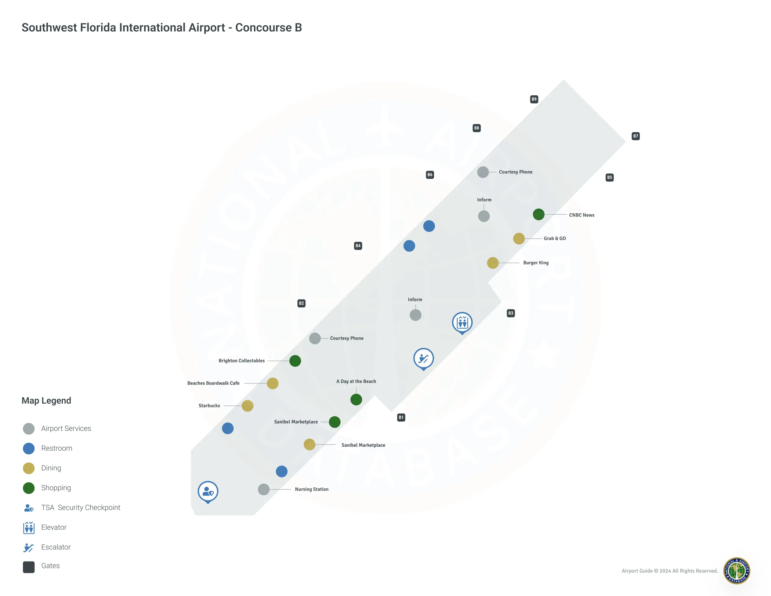 RSW Concourse B / Level 1 Map
