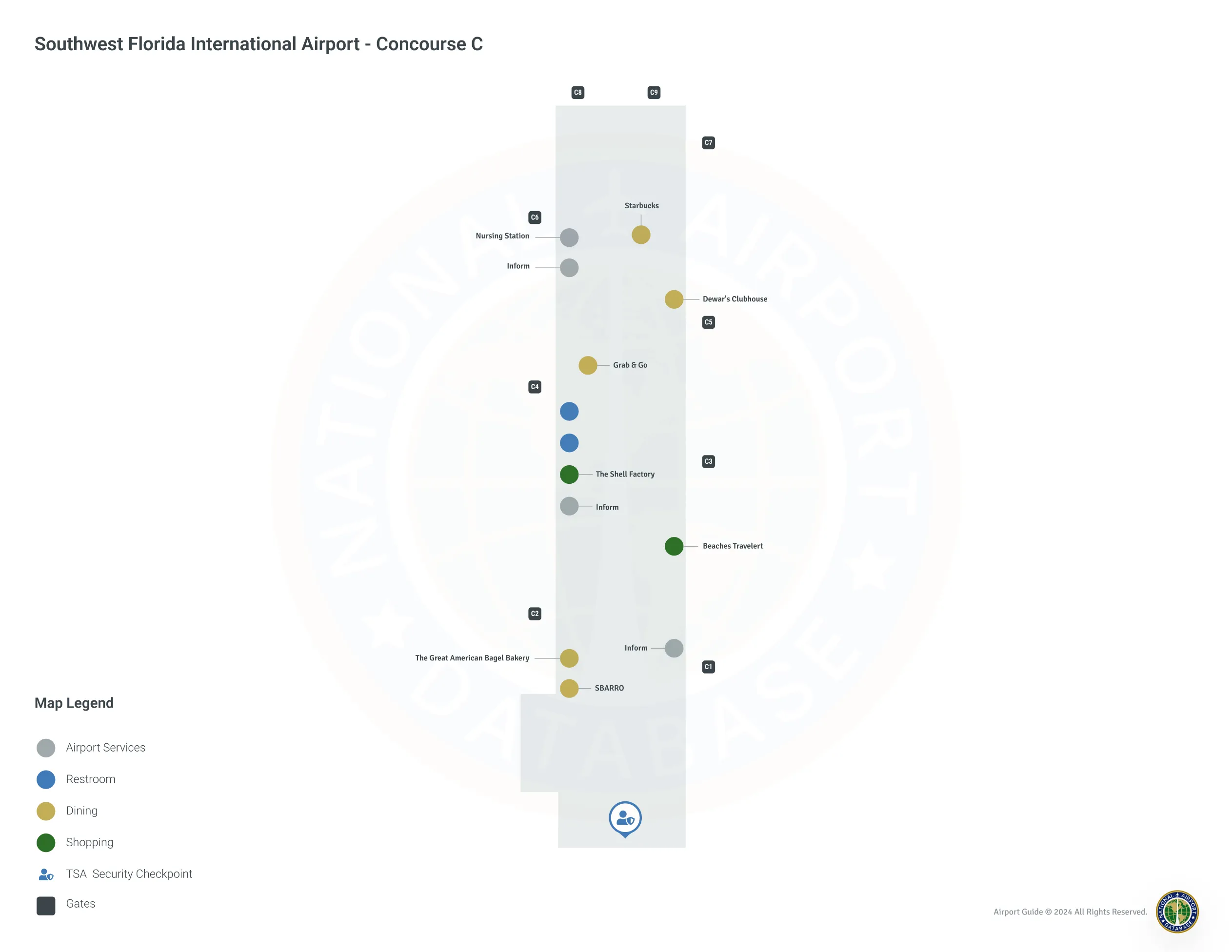 Southwest Florida Airport RSW | Concourse C/Level 1 Map