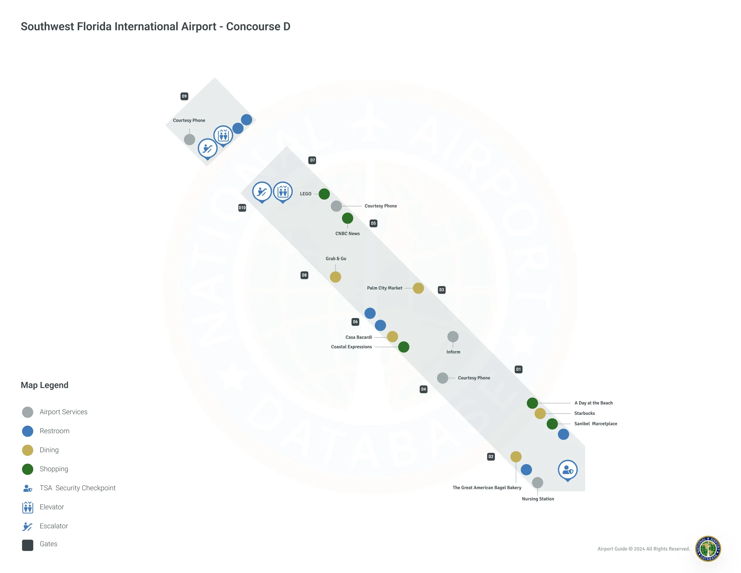 Southwest Florida Airport RSW | Concourse D/Level 1 Map