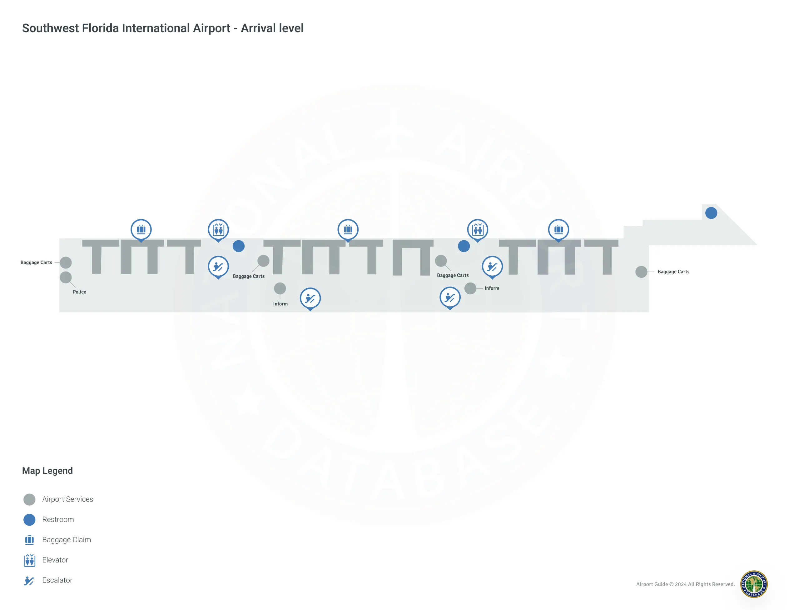 Southwest Florida Airport RSW | Terminal 1/Level 1 Map