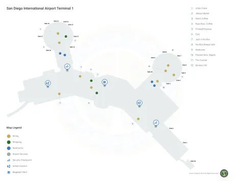 SAN Airport Terminal 1 Map