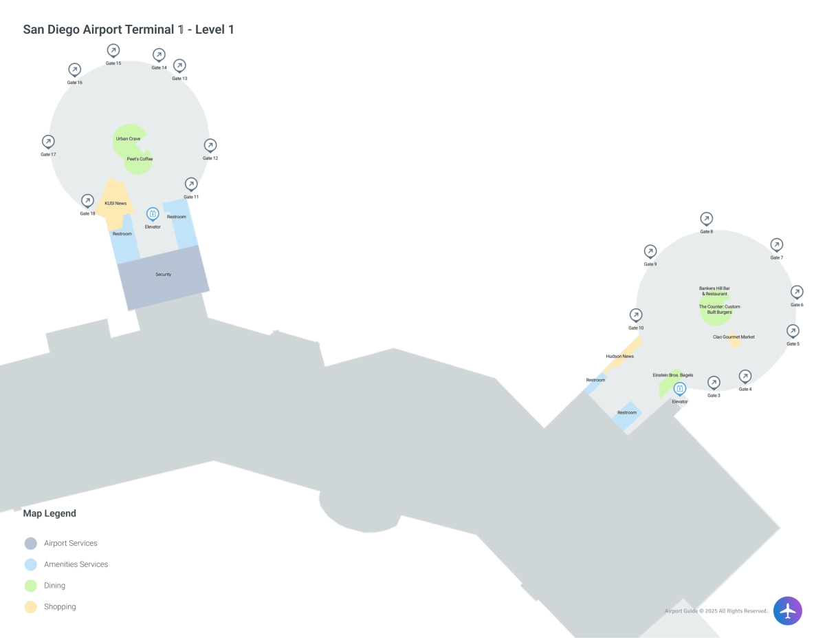 SAN Terminal 1 Level 1 map