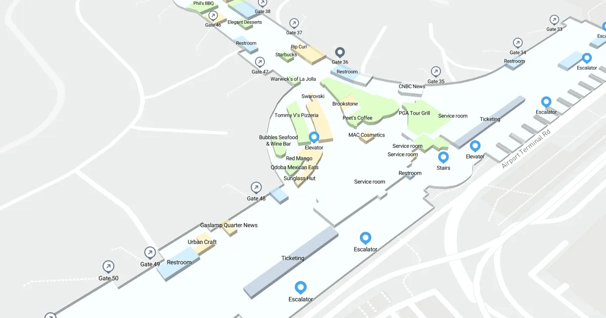 San Diego International Airport Terminal 2 Interactive Map