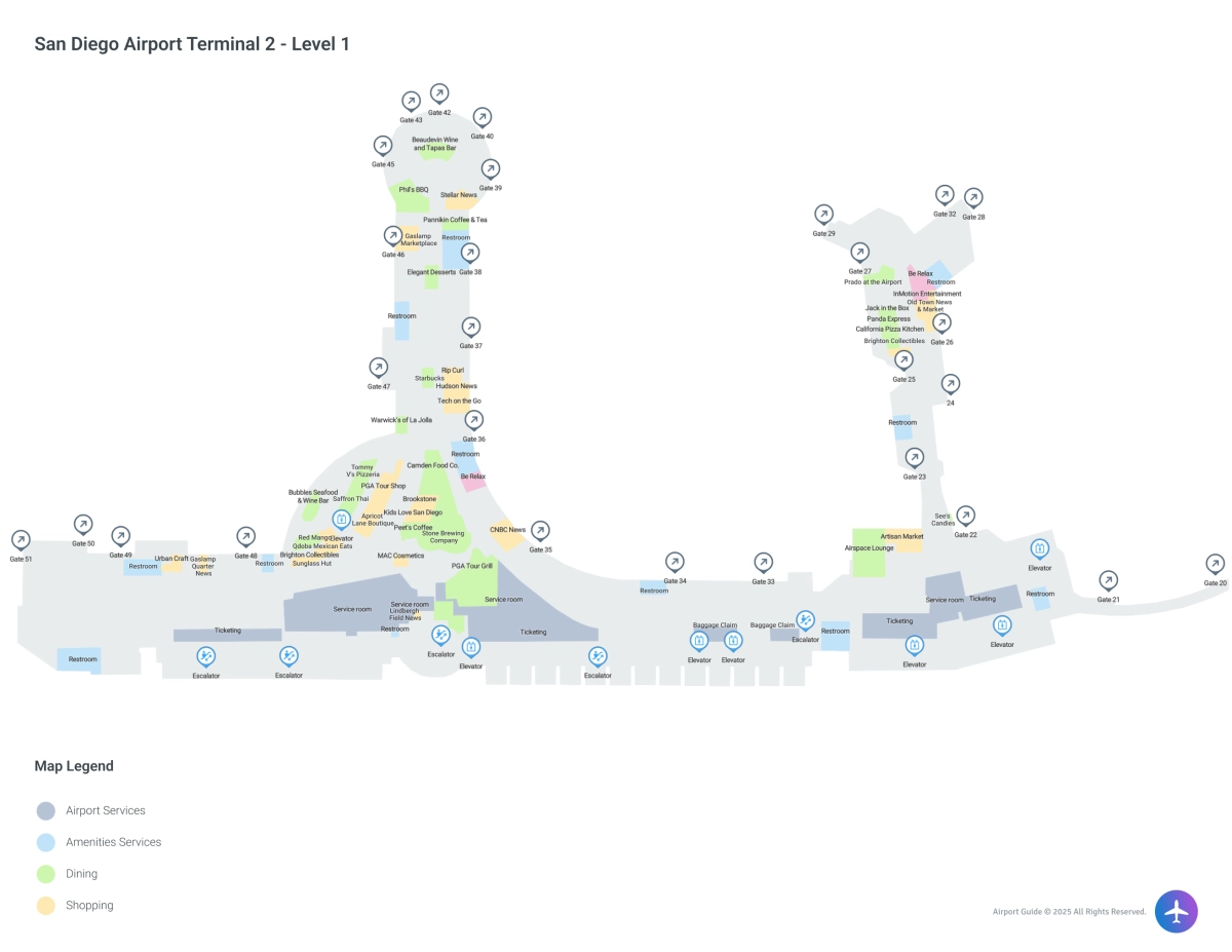 SAN Terminal 2 / Level 1 Map