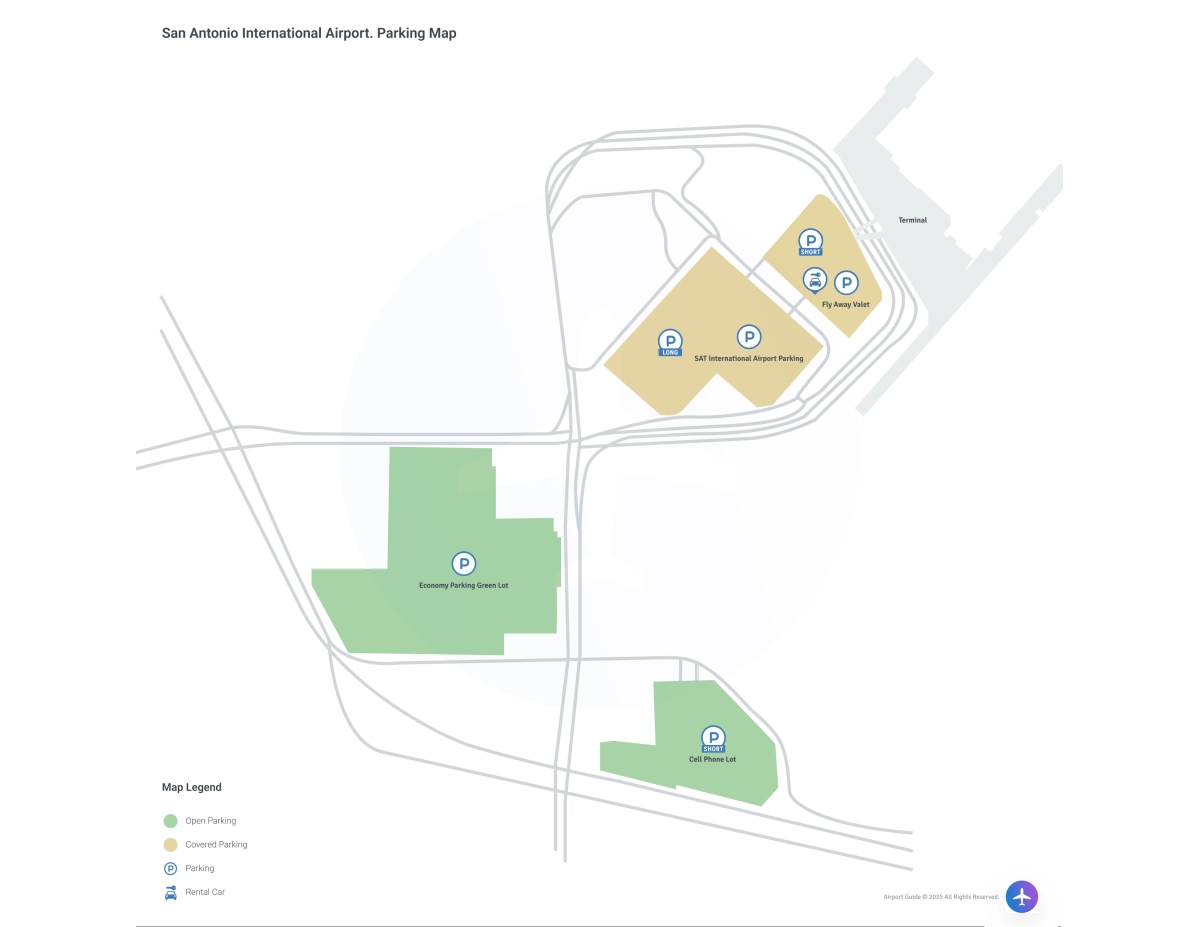 San Antonio International Airport (SAT) Parking Map