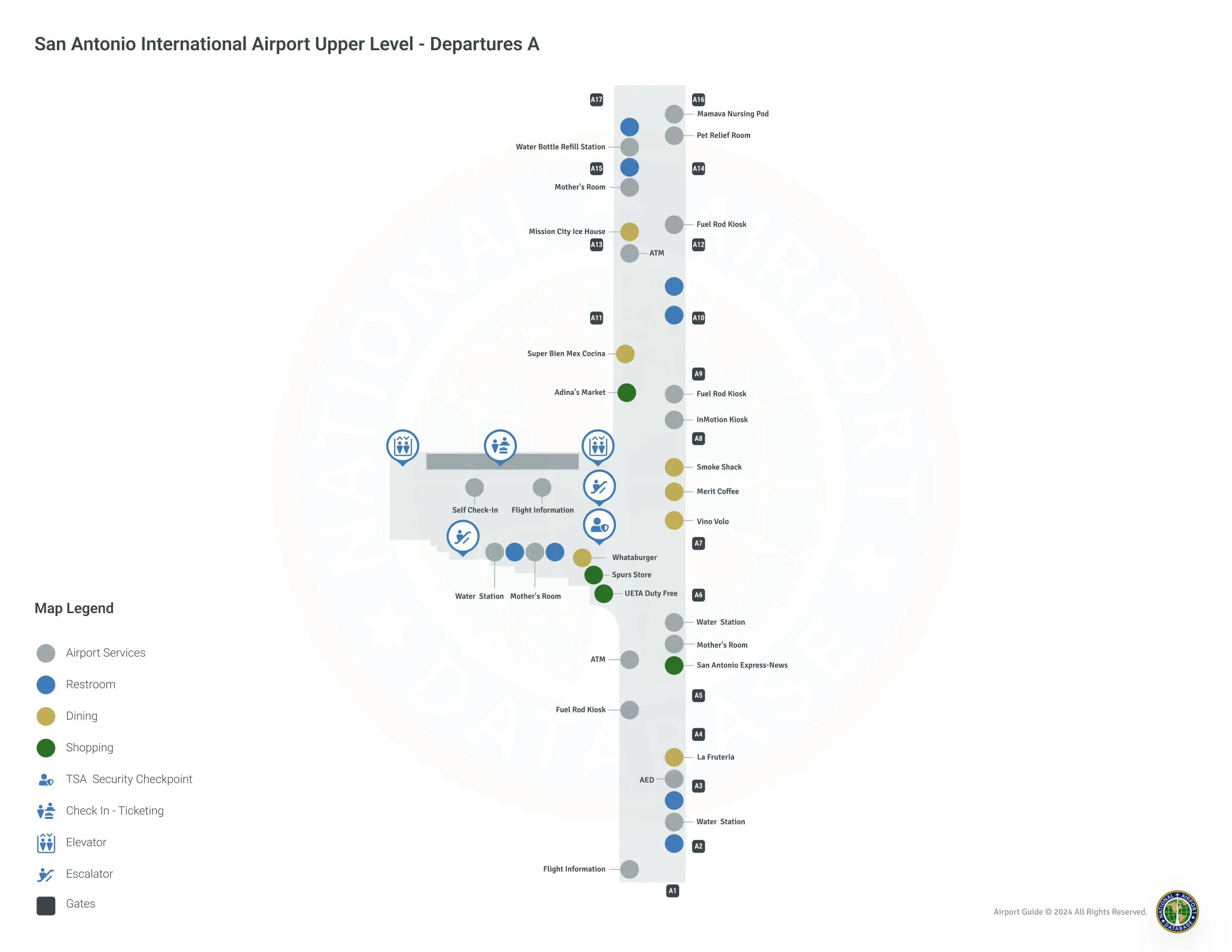 SAT Terminal A Level 2 map