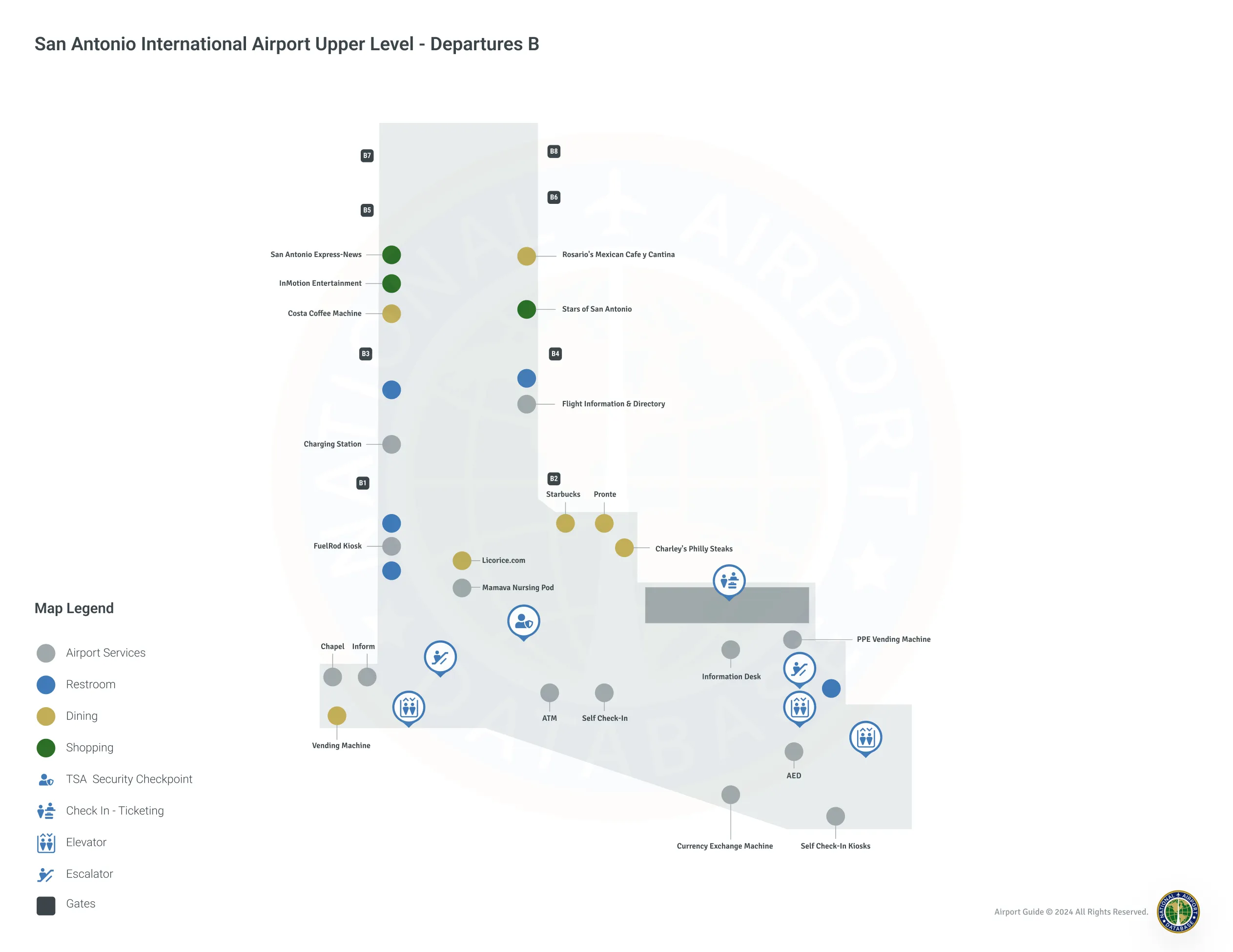 SAT Terminal B Level 2 map