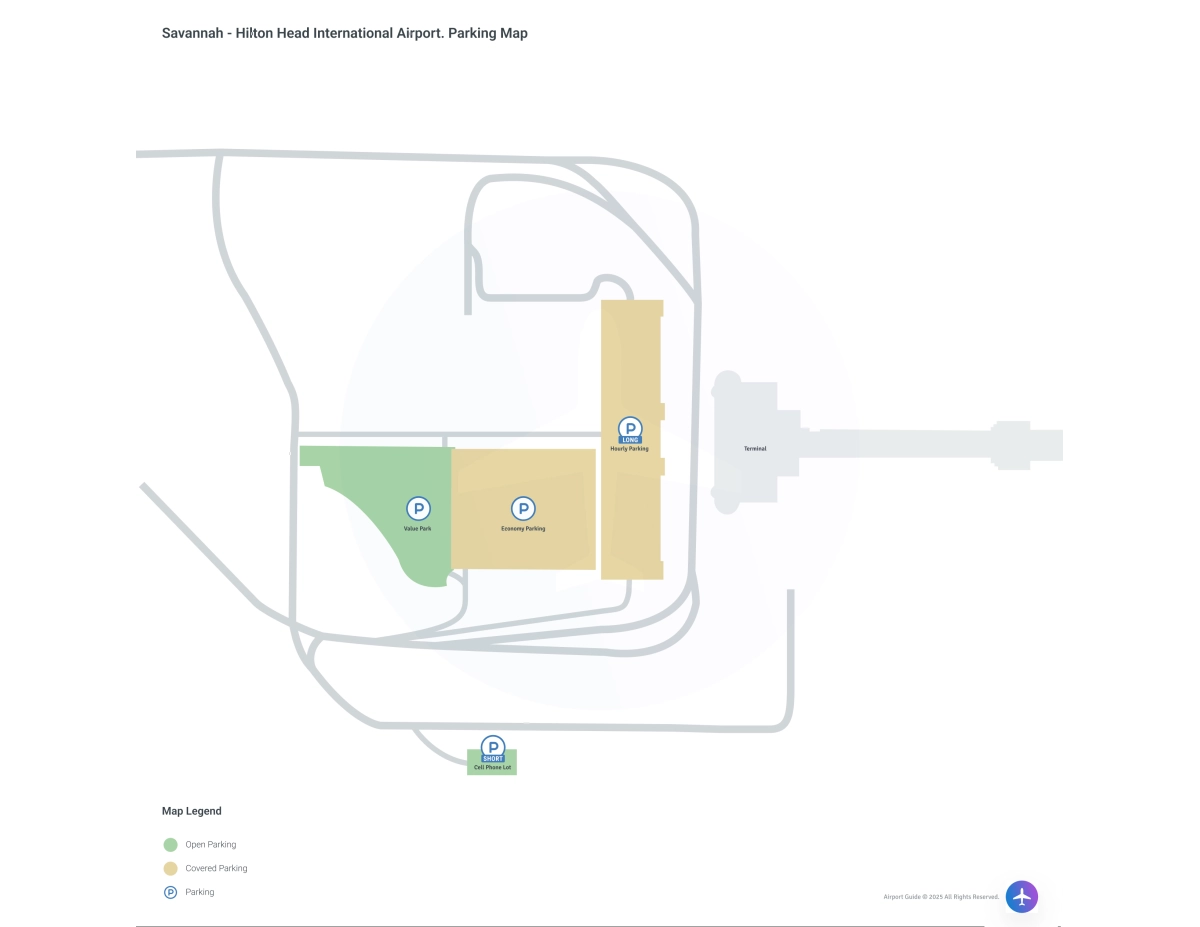 Savannah/Hilton Head International Airport (SAV) Parking Map