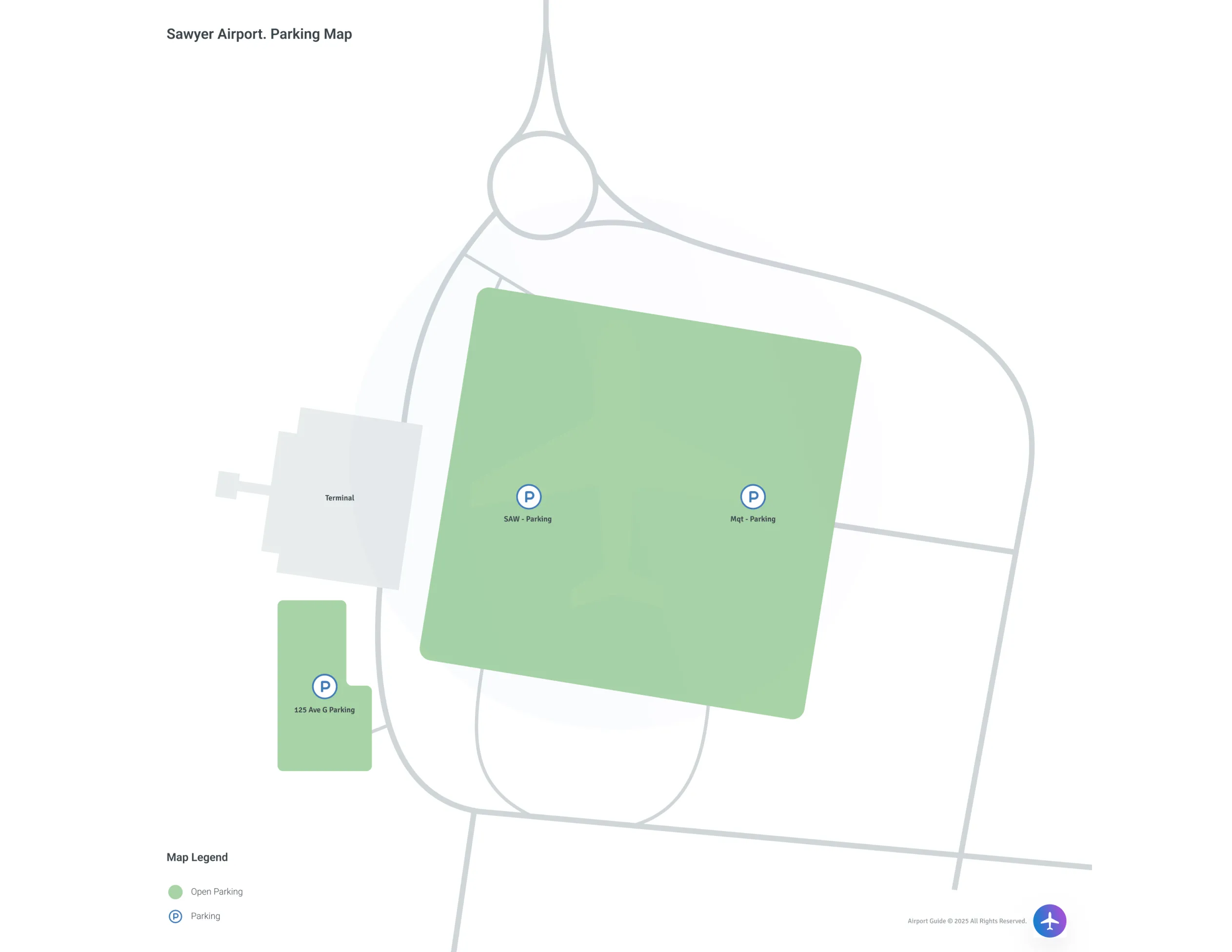 Sawyer International Airport (SAW) Parking Map