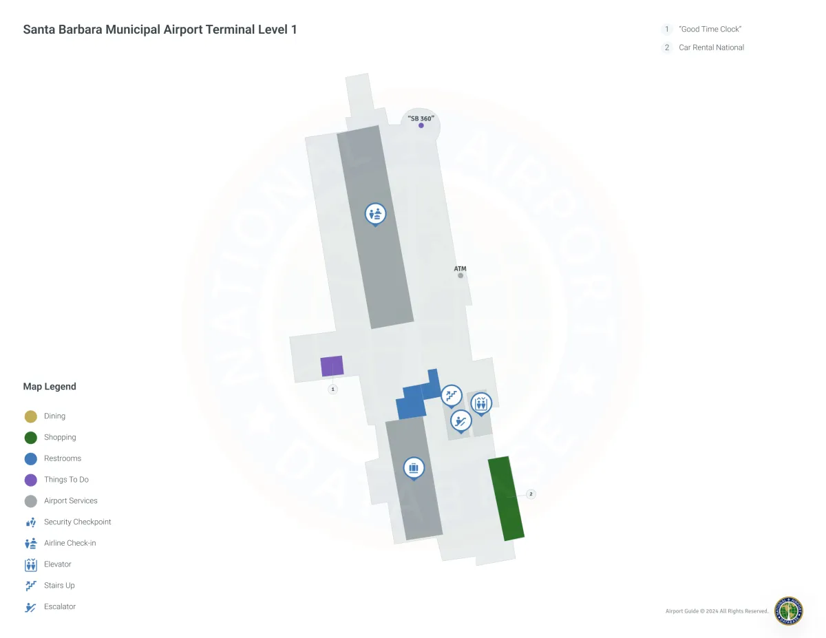 Santa Barbara Airport SBA | Terminal 1/Level 1 Map