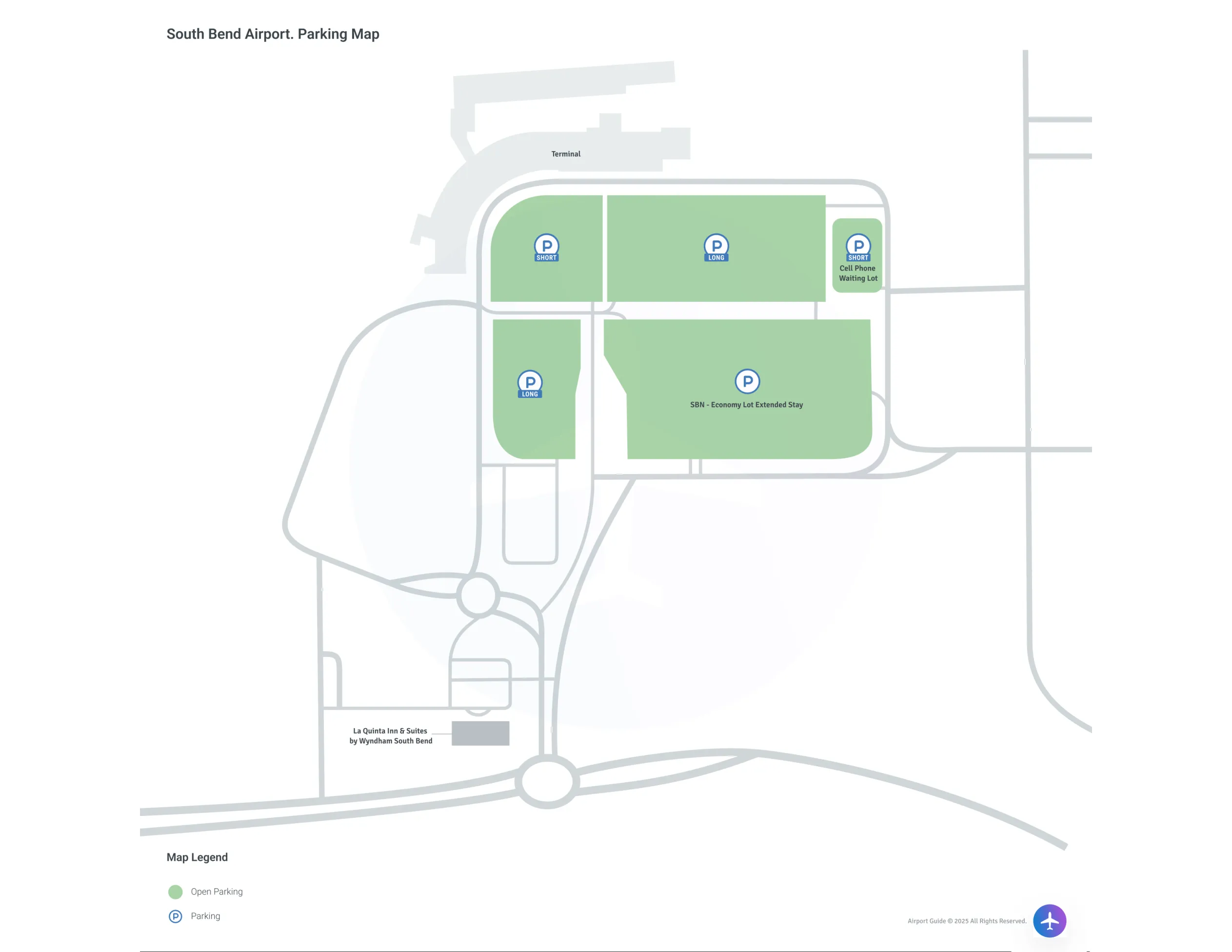 South Bend International Airport (SBN) Parking Map